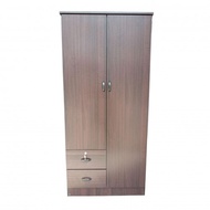 EB114-W Ready-Fixed Solid 2 Door 2 Drawer Wardrobe (Walnut)