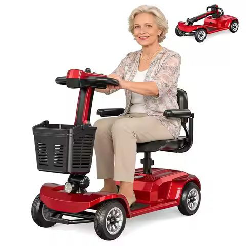 Mobility Scooter for Seniors, Red,420 lbs Capacity -12.4 Miles Range 4 Wheel Electric Scooter with S