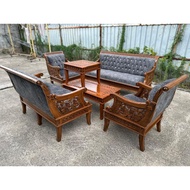 SOFA SET KAYU JATI/ GANESHA 3211+MEJA/ KERUSI KAYU JATI/ SOFA ROMAWI KAYU JATI/ SOFA ALADDIN KAYU JA