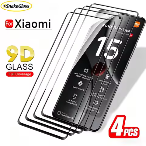 4Pcs 9D Curved Glass for Xiaomi 15 Ultra 14Pro 13 12S Pro 11 10S CC9 Pro Note 10 Lite Tempered Glass