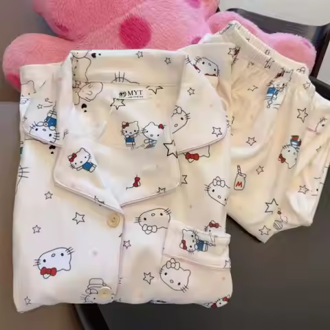 Sanrio Comfortable Sleepwear Hello Kitty Women's Pajamas Children's Clothing Autumn Winter Warm Home