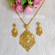 Thai Necklace Set With Clip-On Earrings Gold Costume Accessories Jewellery Set