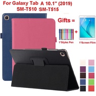 For Samsung Galaxy Tab A 10.1 2019 Case Model SM-T510 SM-T515 Fundas Cases Lightweight Filp Leather Stand Cover  with Pen+Film