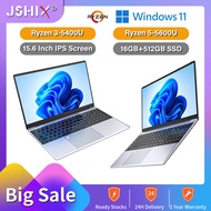 JSHIX 15.6 Inch Laptop AMD Ryzen 5 5600U R3 5400U Gaming Laptop 16GB DDR4 512GB PCIE SSD Windows 11 Fingerprint Unlock Laptop For Gaming Programming