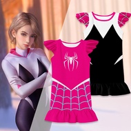Cartoon Gwen Stacy Kids Girls Costume Jumpsuit Cosplay Outfit