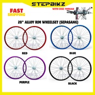 RIM ALOI BASIKAL 20" 406 RIM Alloy CANDY Color Wheelset for DISC BRAKE Rim Basikal Budak BMX (SEPASA