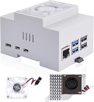 GeeekPi Raspberry Pi 5 Casing, DIN Rail ABS Housing with Active Cooler Cooling Fan for Raspberry Pi 