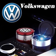 Car Ashtray VW Logo Polo The New Golf Passat Vento Tiguan Beetle Car Accessories Portable Multi-functional ashtray LED