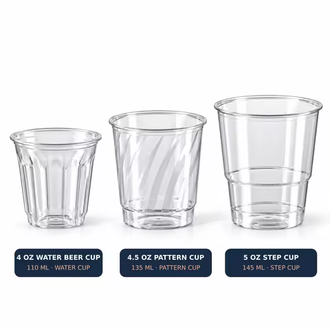 Disposable Transparent Corrugated Plastic Water Cups 4/4.5/5 Ounces, Various Styles of Beverage Cups
