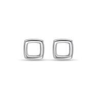 SK Jewellery Geometric Square 10K White Gold Earrings