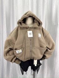 ÁO KHOÁC HOODIE NỮ CROPTOP NỮ THÊU CHỮ R CÓ NÓN CHỐNG NẮNG TỐT