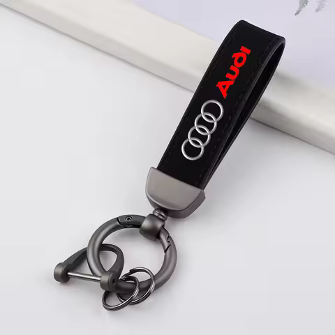 Suede Leather Car Logo Keychain For Audi Sline A3 A4 B8 8P B9 8V B6 A5 B7 A1 A6 C6 Q3 Q5 C7 8I TT Ke