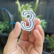 Number 3 embroidery patch