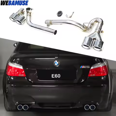 Car Stainless Steel Exhaust Tailpipe for BMW 5 Series E60 520i 523i 525i Upgrade M5 Rear Bumper Quad