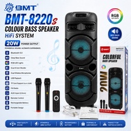 BMT 8220S Portable Bluetooth Speaker Wireless Stereo Bass Rechargeable LED Speaker USB TF Card FM Ra