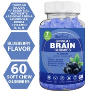 Biofinest Ginkgo Biloba Brain Gummy Supplement - Ashwagandha Vitamin B C D Memory Focus Calm Mind Mo