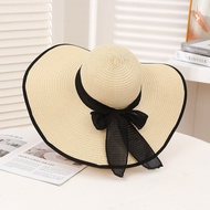 cap woman topi perempuan cute hat woman Seaside Sunscreen Straw Hat Foldable Beach Hat Women Big Bri