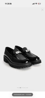 Charles & Keith 黑色厚底樂福鞋