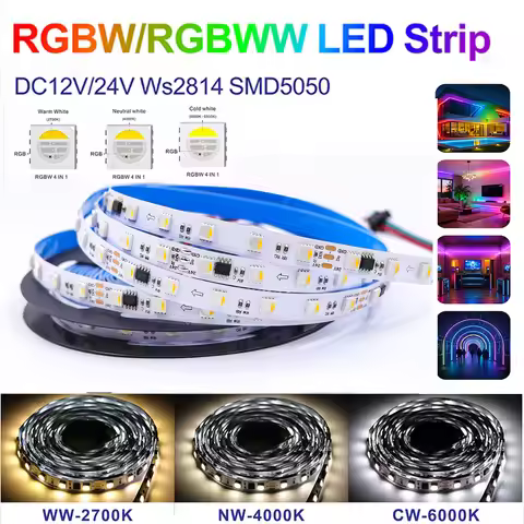WS2814 RGBW 4in1 Group Addressable LED Strip DC12V/24V 60/84LEDs/m 5050 3Pin IP30 Similar SK6812 WS2