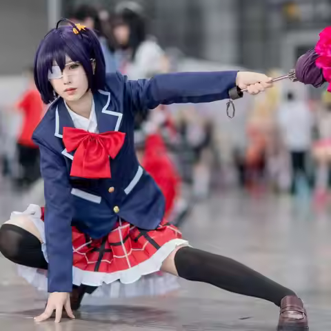 Love Chunibyo & Other Delusions Rikka Takanashi Cosplay Costume - School Uniform Set with Eyepatch (