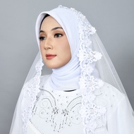 Slayer bridal veil EMBROIDERED/ bridal veil elegant bridal hijab/ bridal veil WHITE bridal veil