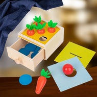 Material Object Permanence Box Wooden Toy Tray and Ball Drop Carrot Sorting Game Box 89GU