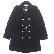 成色極佳的BURBERRY BLACK LABEL羊絨混紡風衣，飾有 Nova 格紋襯裡和品牌標誌紐帶。尺寸 L。正品。男士。