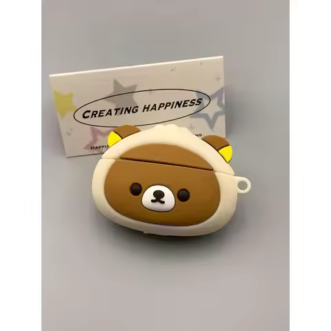For AirPods 4 3 2 1 Pro Pro2 Earphone Case Newest 3D Rilakkuma Bear Silicone Cartoon Headphone Box W