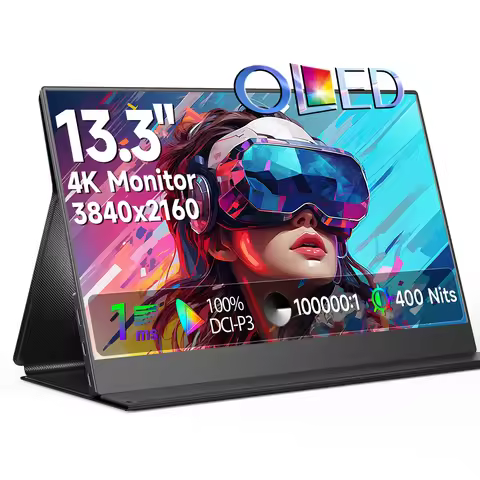 UPERFECT 13.3 Inch OLED 4K Portable Gaming Monitor 1MS Laptop Screen 400Nits 100000:1 Travel Externa