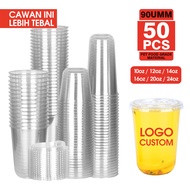 🔥（24h Fast Ship ）50PCS 90U Pet Cup Disposable Plastic Milk Tea Boba Takeaway Cup 10/12/14/16/24oz（Ca