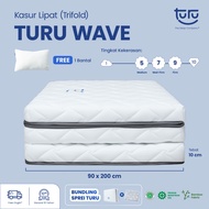 Kasur Lipat Lantai Trifold Premium TURU Wave Rebounded uk. 10x90x200 + Free Bantal