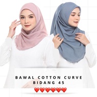 Tudung Bawal Cotton Curve Bidang 45 Bawal Plain Raya 2023