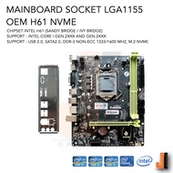 Mainboard OEM H61 NVME (LGA1155) Support Intel Core i Gen.2XXX and Gen.3XXX Series (สินค้าใหม่มีฝาหลังมีการรับประกัน)