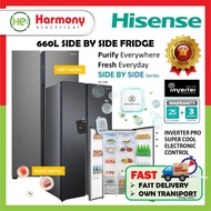 【𝐅𝐑𝐄𝐄 𝐃𝐄𝐋𝐈𝐕𝐄𝐑𝐘 𝐊𝐋】 HISENSE 660L Side By Side Fridge Inverter RS708N4ABN1 / RS708N4ASN1 Peti Sejuk Bl