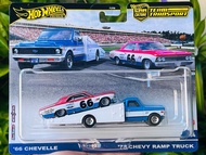Hobby Store xe mô hình Hot Wheels Team Transport 66 Chevelle - 72 Chevy Ramp Truck Full Card