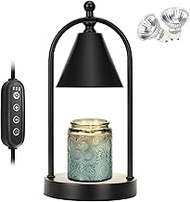 Soilsiu Candle Warmer Lamp with Timer, Electric Black Candle Warmer Light for Bedroom, Dimmable Wax Melts Warmer for Candle Jars, Home Decor Beside Lamp Gifts for Women (2 Bulbs Included)