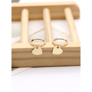 Korean Popular Korean Pure 14K Gold Au585 Female Earrings Small Heart Piece Shiny Cute Japanese Kore