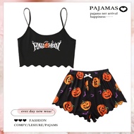 Limited Edition Halloween Strapless Sleepwear Set - HAPPY HALLOWEEN Letter Motif Batwing Pumpkin/ Cu