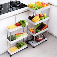 Kitchen and Bathroom Floor Storage Rack Multi-Layer Refrigerator Side Gap Push-Pull Storage Cart Fruit and Vegetables Storage Trolley