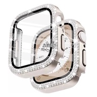 Bling Glass+Case for Apple Watch Size 42mm 46mm 40mm 41mm 44mm 44mm 45mm 44mm 44mm Diamond Bumper+Sc