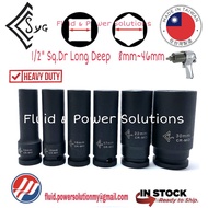 [ SYG ] 1/2" Sq.DR 6PT, 8 mm ~ 27 mm Long Deep Impact Socket, Air Tools Socket, Automotive socket.