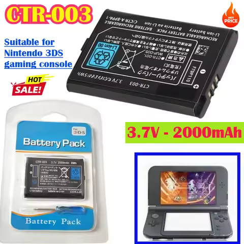 CTR-003 Battery 2000mAh for Nintendo 3DS Gaming Machine Host Batteries 3.7V Lithium Built-in Cell N3