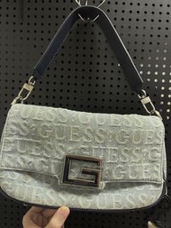 GUESS 牛仔老花G扣法棍單肩包/腋下包