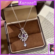 KurozeFashionable Light Luxury Natural Amethyst Perfume Bottle Pendant Brushed Purple Diamond Magic 