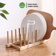Cup and Plate Rack, Antibacterial Natural Wood Book Plate Display Shelf | Cup Rack