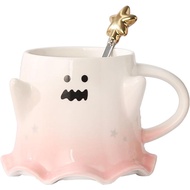 NoveltyTeaCup,Ceramic15.5ozHalloweenCoffeeMugwithSpoon-ScaryGhost(Pink) 991B