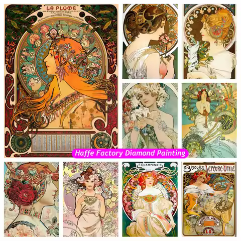 Alphonse Maria Mucha Zodiaque Famous Painting Diy 5d Diamond Mosaic Painting Byzantine Art Girl Cros