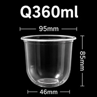 COMBO 100 Cups Q360ML - 360ml U-shaped Bottom Plastic Cup for Tofu, Milk Tea Cream