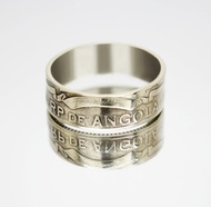 安哥拉硬幣戒指 20 寬扎 1975 年男士硬幣戒指 女士硬幣戒指