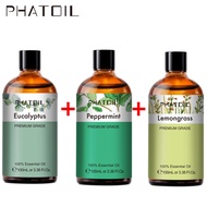[100ML x 3bottles] PHATOIL Eucalyptus Lemongrass Peppermint essential oil set repellent boost immunity refreshing